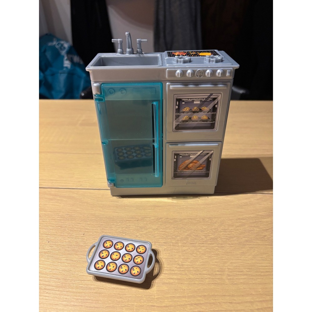 Barbie Dream Camper Replacement Kitchen Oven Stove Sink Fridge & Muffin Tin Grey